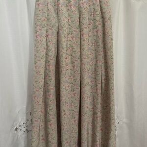 Liz Claiborne 100% Silk, Floral Pink and Cream Maxi Skirt